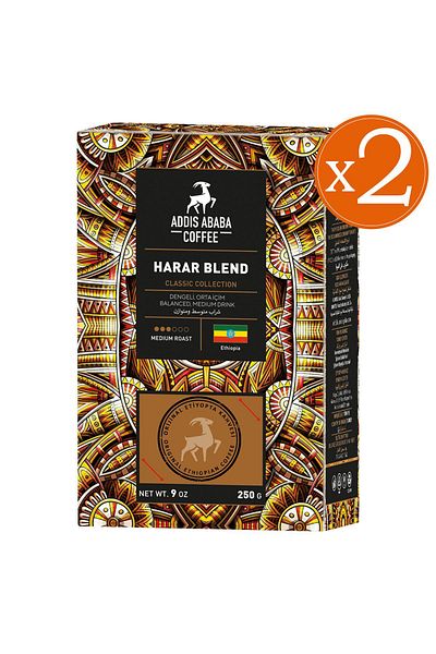 Addis Ababa Coffee Harar Blend 250 Gr - Pack of 2