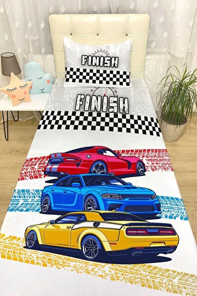 EVPANYA Araba 10 Desenli Yatak Örtüsü ve Yastık Kılıfı