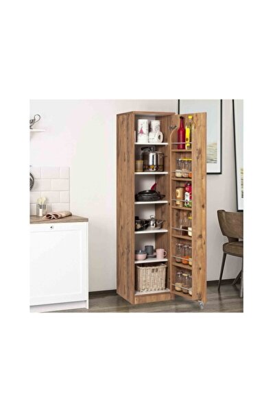 ZEYTUN Ceviz Çok Amaçlı 90 Derece Açılabilir Tek Kapaklı Kiler Mutfak Dolabı