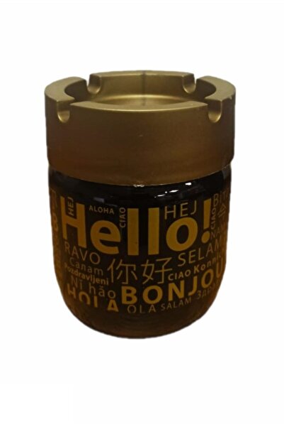 Autokit Desenli Deroratif Cam Üniversal Küllük Cam Kokusuz Küllük 425 Cc Hello Desenli