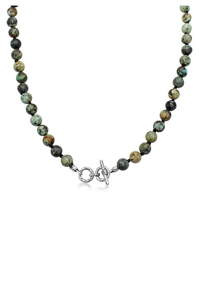 HAZE & GLORY Halskette Türkis Edelstein Perlenkette 925 Sterling Silber