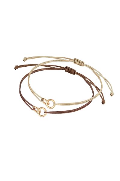 ELLI Armband Damen Set Kreis Symbol mit Nylon in 925 Sterling Silber vergoldet