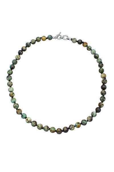 HAZE & GLORY Halskette Türkis Edelstein Perlenkette 925 Sterling Silber
