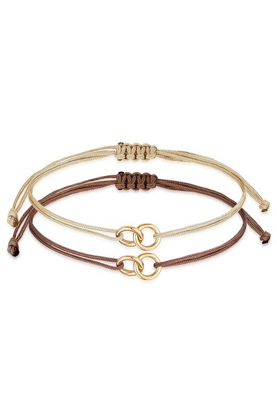 ELLI Armband Damen Set Kreis Symbol mit Nylon in 925 Sterling Silber vergoldet