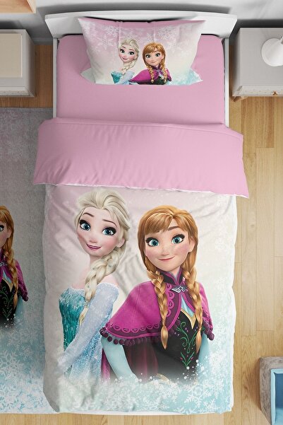 EVPANYA Kar Kristalleri Elsa Ve Anna Desenli Tek Kişilik Bebek Çocuk Nevresim...