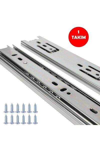 YENİLER 35cm Ball Bearing Rail Drawer System - Full Set with 2Pcs Rail Slides Telescopic Screws Including Warranty