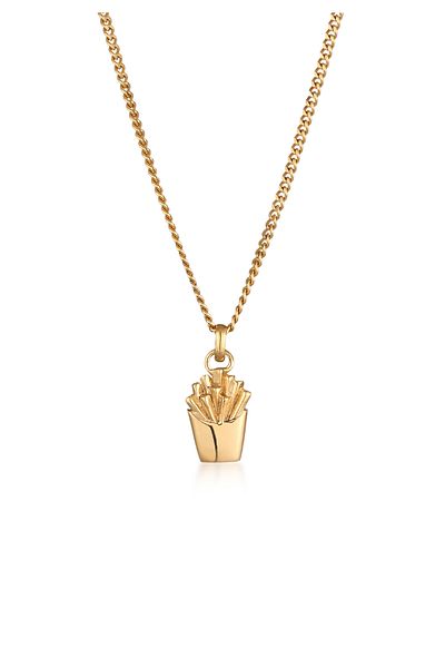 KUZZOI Halskette Pommes Anhänger 925 Sterling Silber Vergoldet