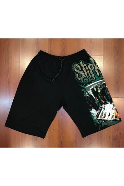 Usaspor Slipknot εμπριμέ μαύρο σορτς - Κωδικός Trend ADR-SRT-03