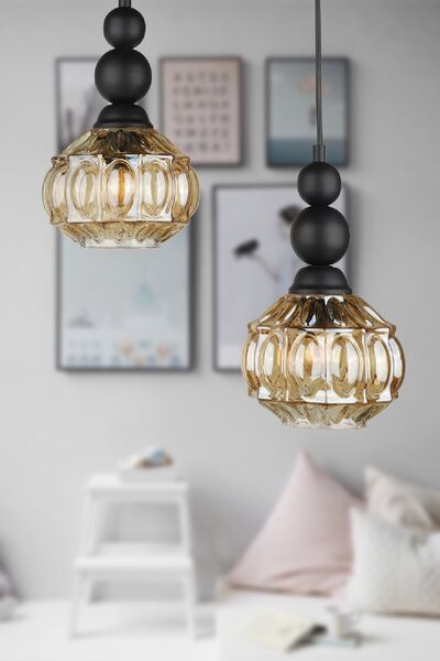 Begüsa Katana 2.li Avize Siyah Bal Cam