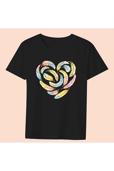 Usaspor Usaspor Black T-Shirt - Feather Map Model16 10071