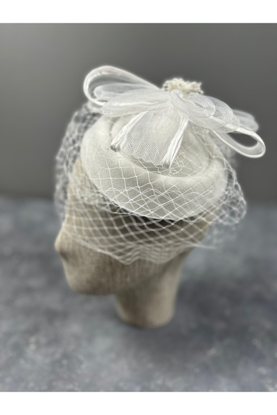 Hayalperest boncuk Pălărie de mireasă albă - șapcă elegantă pentru nuntă