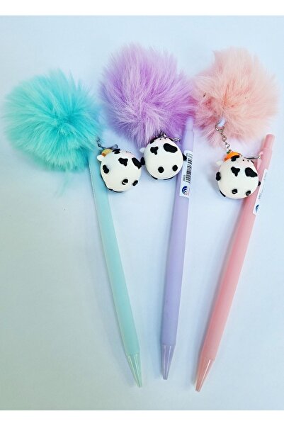 Modellino Sevimli İnek Ponponlu 07 Uçlu Kalem - 1 Adet