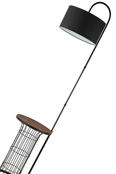 Begüsa Cemre Sehpa Lambader Siyah Ceviz Ahşap Siyah Şapka