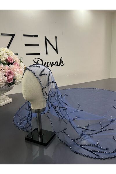 ZEN DUVAK Indigo Nakışlı Duvak