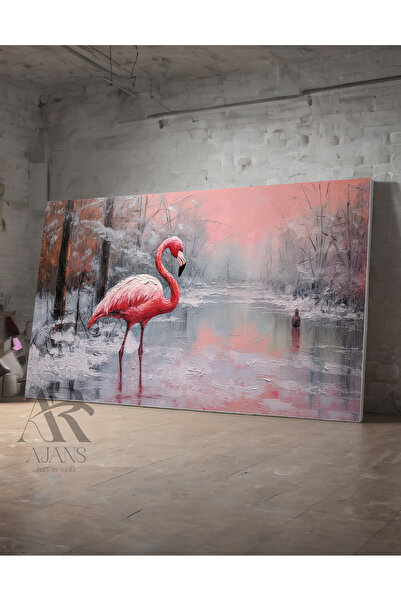 AR AJANS KANVAS TABLO Pictură pe pânză cu aspect de vopsea în ulei Flamingo ș...