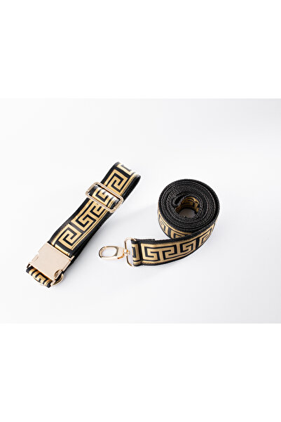 Pawsim Greek Wrench Leash and Trip Strap Set. Adjustable Dog Collar. 4 cm Width Gold Color