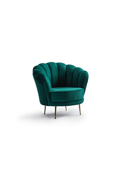 Bilgin Design Gold Metal Ayak Yeşil Papatya Berjer