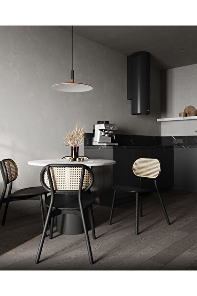 Alaylı Mobilya Paris (2 Adet) Hazeranlı Ahşap Sandalye - Siyah Mutfak Sandalyesi