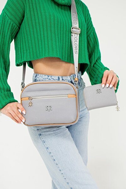 Çanta Trend Поло от цветове Дамски спортен комплект чанта през рамо и портмоне