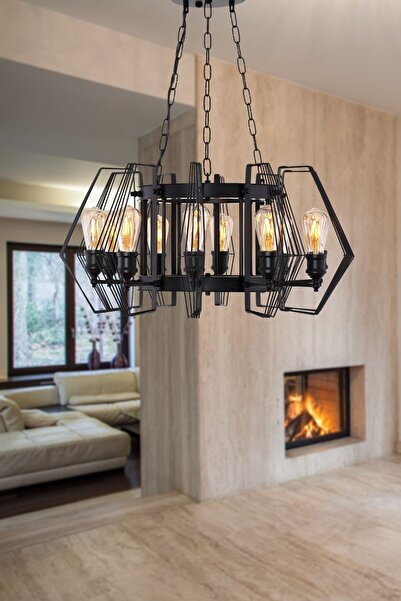 Begüsa İmera 10.Lu Yuvarlak Siyah Avize