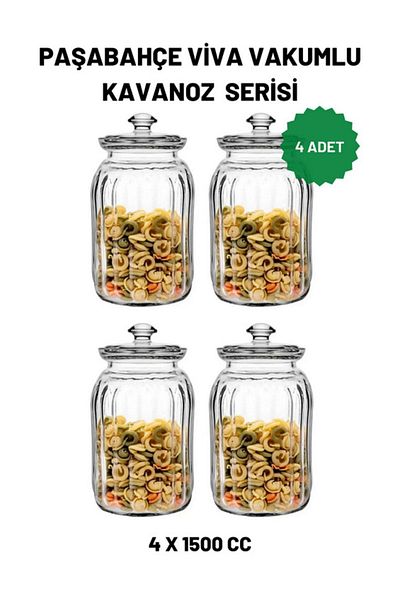 Paşabahçe 4 Pieces 96394 Viva Glass Jar 1500 Cc