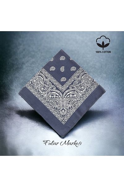 Fular Marketi Add 4 to Basket Pay 3 100% Cotton Ethnic Patterned Bandana Anthracite Price Is for 1 Piece