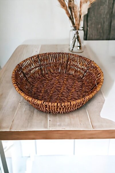 ALBETTO Straw Rattan Bread Holder Bread Basket Round Diameter 24cm