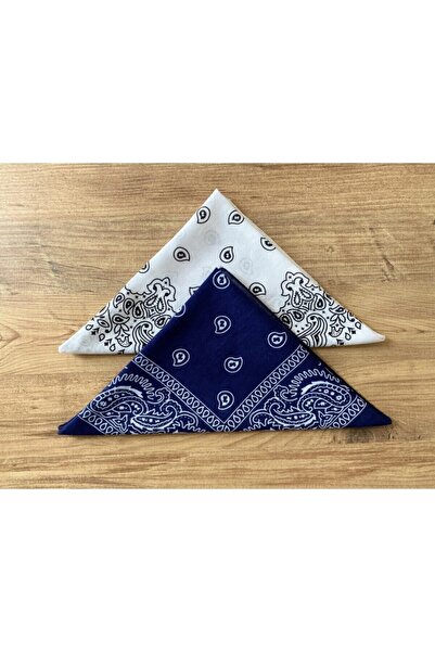 MCG AKSESUAR Unisex Σετ μπαντάνας 2 τεμαχίων με έθνικ σχέδιο (λευκό-σκούρο μπλε)