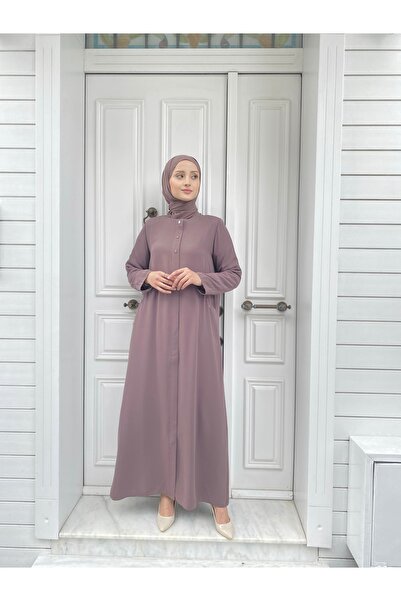 JALİA Women's Ferace with Oval Pocket and Zipper - Snap Detail, Woven Crepe Fabric