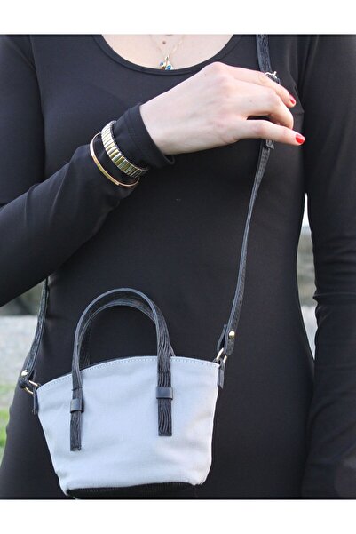 Pera SIMPLE MİNİ EL VE ÇAPRAZ KANVAS GRİ ÇANTA SU İTİCİ ÖZELLİK