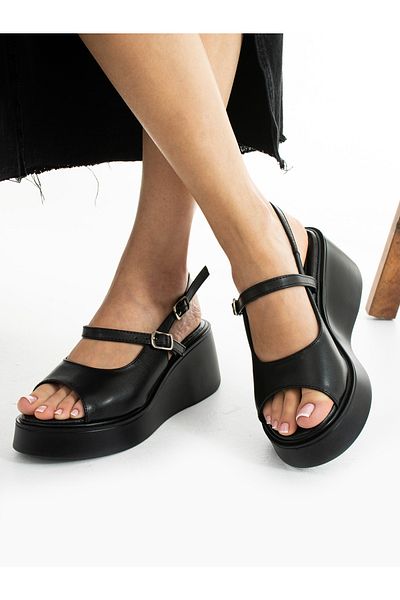 Alemdar Shoes Sandale de damă cu talpă înaltă NADYA negre
