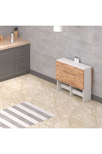 Ankara Orman Ürünleri Pratik Katlanır Oval Köşeli Mutfak Yemek Çalışma Masası - 6 Kişilik - %100 Mdf