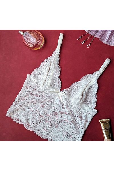 New Season Fantasy Σετ δαντέλα Bralet και σορτς - Χωρίς καπέλο και με επένδυση