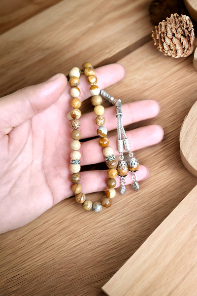 MGA DOĞAL TAŞ Odun Jasper - 8 mm Mărgele de rugăciune din piatră naturală, pa...
