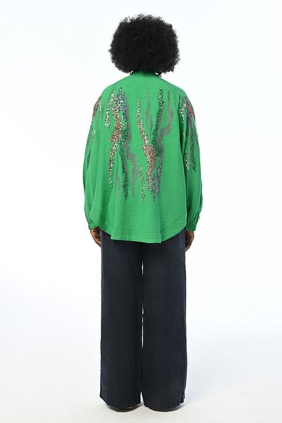 Orfeo Negro WOMEN'S BACK AND ARM EMBROIDERED OVERSIZE KIMONO