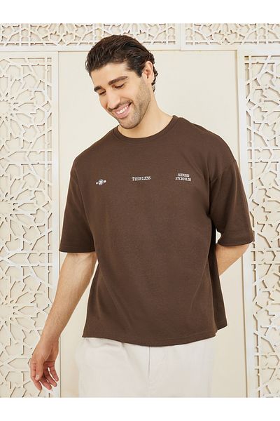 Styli Front & Back Graphic Print Interlock Oversized T-Shirt