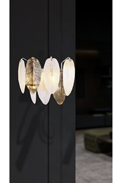 RONİSU AYDINLATMA Hawai Aplik Modern Yaprak Taşlı Duvar Aydınlatması