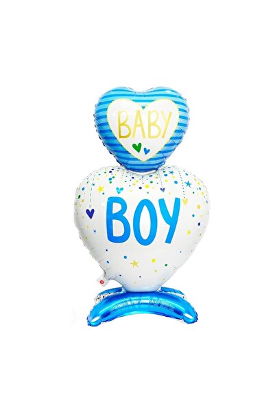 kidspartim 110x65 Cm Blue Foil Balloon - Footed Baby Boy