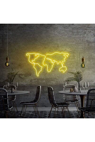 neon graph - World Map - Led Dekoratif Duvar Aydınlatması Neon Duvar Yazısı S...