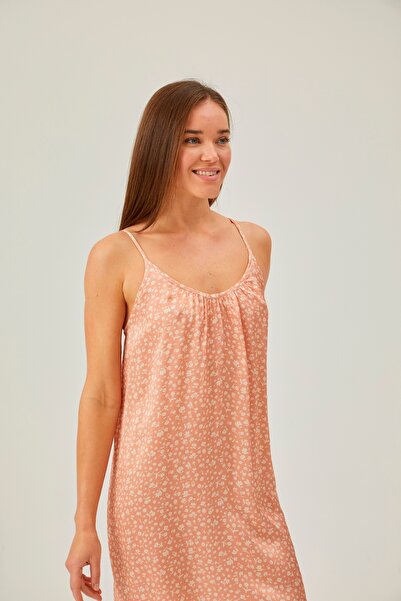 Pamuk & Pamuk Σατέν νυχτικό σολομού με κορδόνι με λουράκι