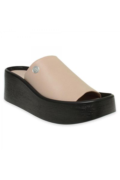 Mammamia D24Yt-2315Z Papuci de zi cu toc cu pană de culoare crem pentru femei