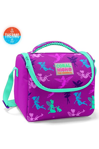 Coral High Cutie de prânz termică pentru copii roz închis, verde acvatic cu model zână 11803
