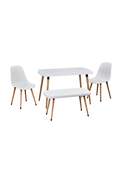 VİLİNZE Eames Sandalye-Bank Argos Ahşap MDF Sabit Mutfak Masası Takımı - 70x120 cm