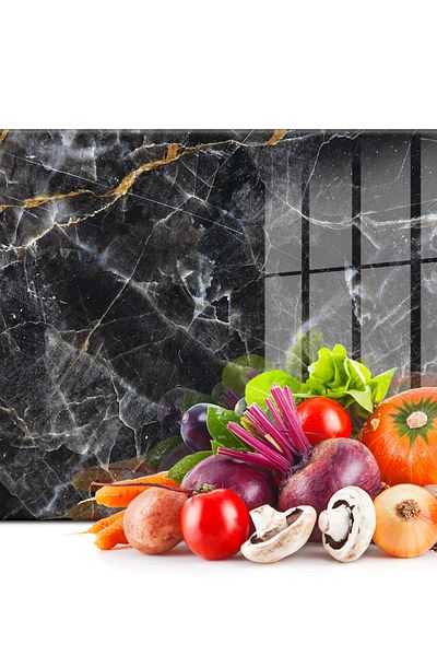 Decovetro لوح تقطيع زجاجي بمظهر رخامي أسود مقاس 20 × 30 سم