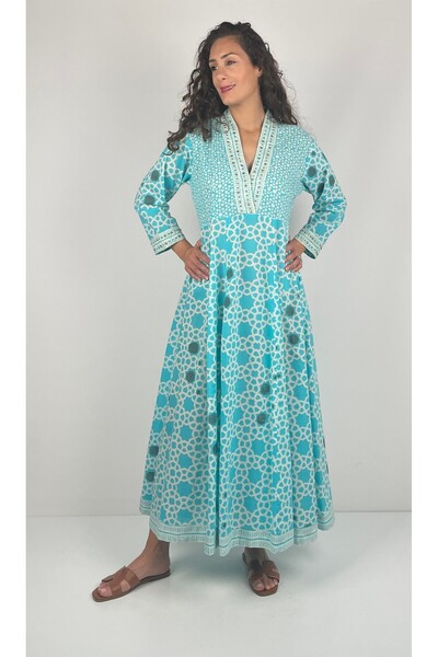 Socrates BLACK SWAN   V  Yaka Uzun  Kol  Desenli El Baskısı Uzun  Elbise