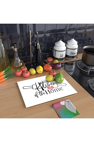 Decovetro Kitchen Love Patterned Glass Cutting and Presentation Table - 20x30 cm