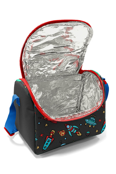 Coral High Kids Dark Gray Red Space Patterned Thermo Lunchbox 11808