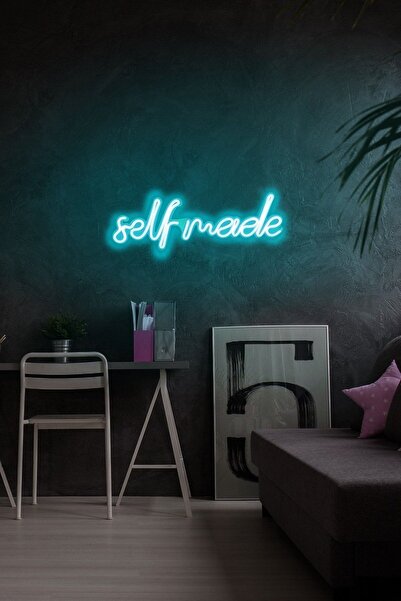 vinyuup Neon Led Işıklı Self Made Yazısı 48 X 16 Cm