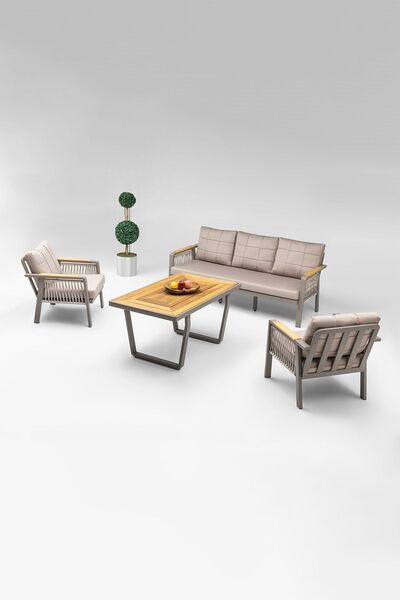 Vieno Home Garden Artemis Plus 3'lü Alüminyum Bahçe Balkon Oturma Grubu