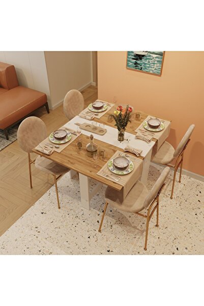 Ankara Orman Ürünleri Pratik Katlanır Mutfak Yemek Çalışma Masası - 6 Kişilik - %100 MDF